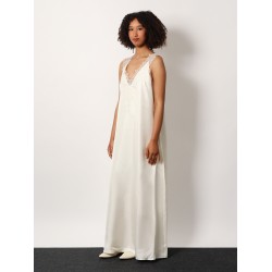 Long silk dress with lace details