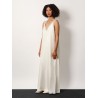 Long silk dress with lace details