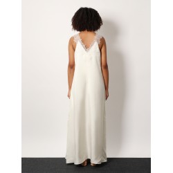 Long silk dress with lace details