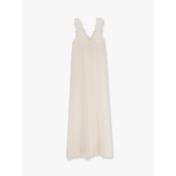 Long silk dress with lace details