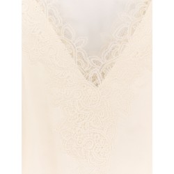 Long silk dress with lace details