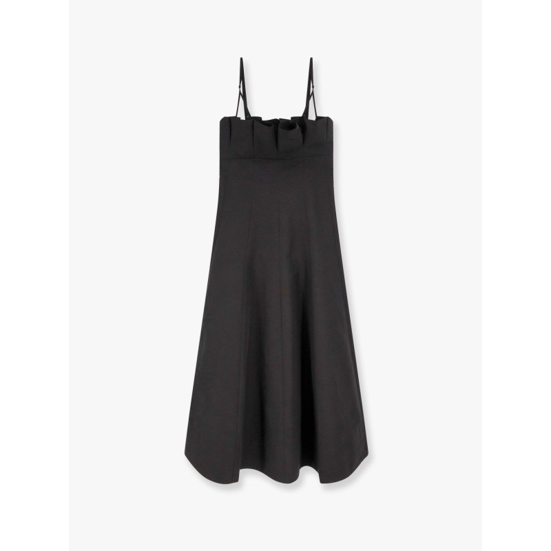 Long dress with horizontal neckline
