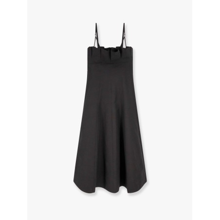 Long dress with horizontal neckline