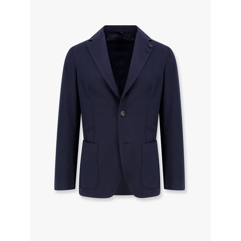 Cotton blazer with iconic brooch