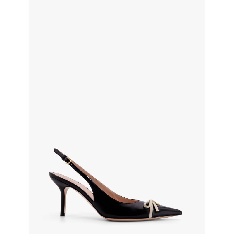 Valentino garavani leather slingback with patent leather toe