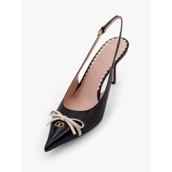 Valentino garavani leather slingback with patent leather toe
