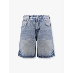 Tailored stone-washed denim bermuda shorts