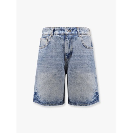 Tailored stone-washed denim bermuda shorts