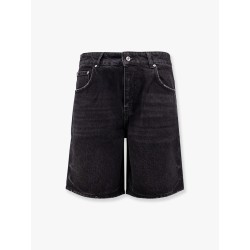 Tailored stone-washed denim bermuda shorts