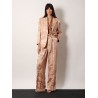 Jacquard linen blend blazer with floral motif