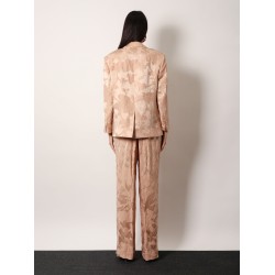 Jacquard linen blend blazer with floral motif