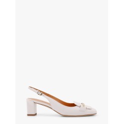 Leather slingback with metal detail