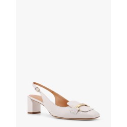 Leather slingback with metal detail