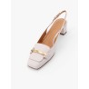 Leather slingback with metal detail