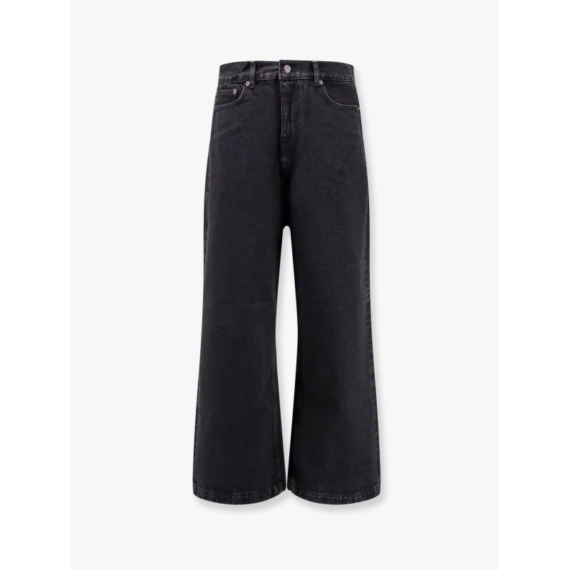 Washed black denim trouser