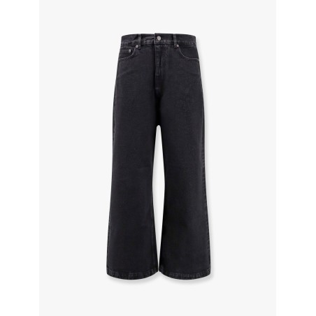 Washed black denim trouser
