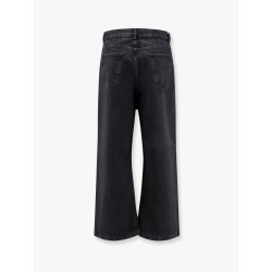 Washed black denim trouser