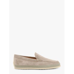 Suede loafer with engraved logo