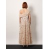One-shoulder long dress with multicolor embroidery
