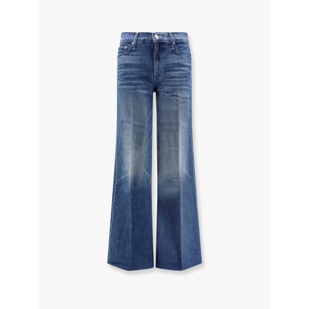 Cotton blend jeans with embroidered monogram