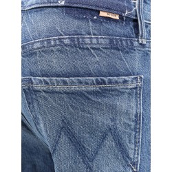 Cotton blend jeans with embroidered monogram