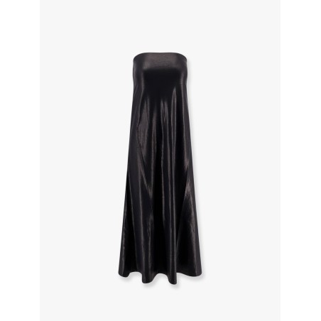 Laminated cotton stretch long dress