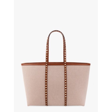 Canvas and leather shoulder bag with iconic studs