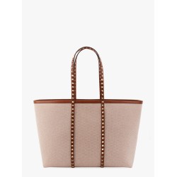 Canvas and leather shoulder bag with iconic studs