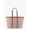 Canvas and leather shoulder bag with iconic studs