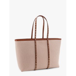Canvas and leather shoulder bag with iconic studs