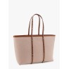 Canvas and leather shoulder bag with iconic studs