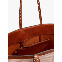 Canvas and leather shoulder bag with iconic studs