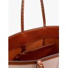 Canvas and leather shoulder bag with iconic studs