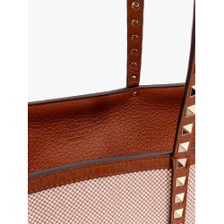 Canvas and leather shoulder bag with iconic studs