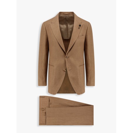Feeling linen suit with removable iconic brooch
