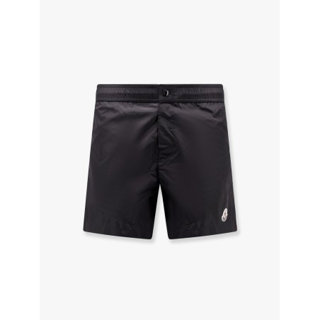 Nylon swim trunk with frontal logo patch