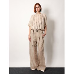 Trouser with belt and monili detail