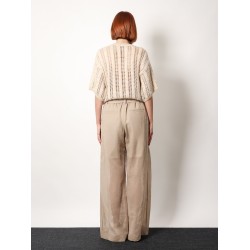 Trouser with belt and monili detail