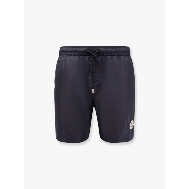 Nylon swim trunk with frontal logo patch