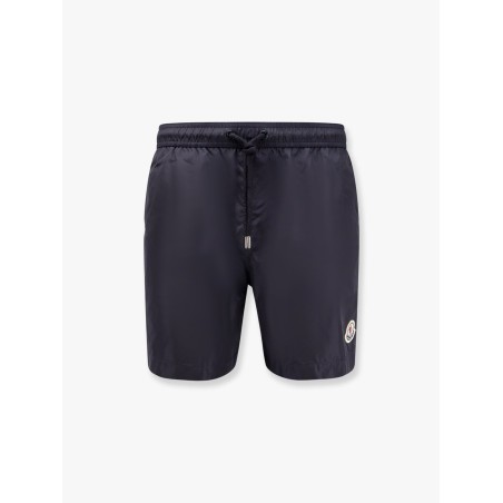 Nylon swim trunk with frontal logo patch