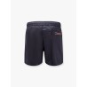 Nylon swim trunk with frontal logo patch