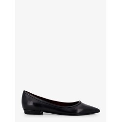 Leather ballerinas with patent leather profile