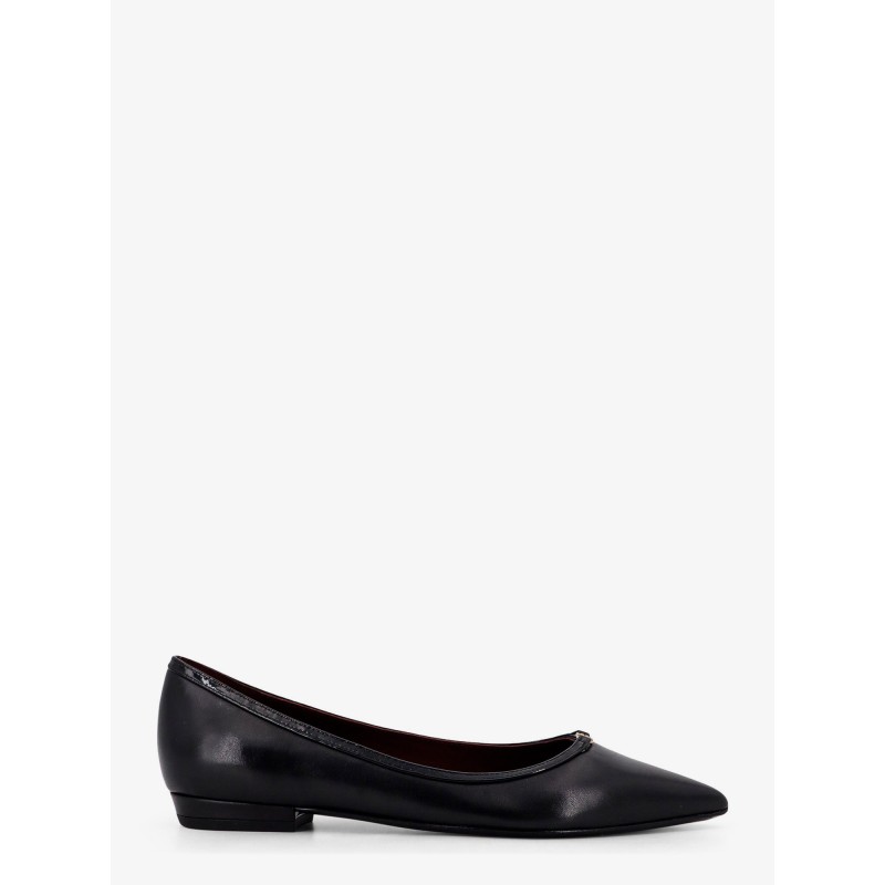 Leather ballerinas with patent leather profile