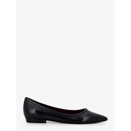 Leather ballerinas with patent leather profile
