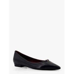 Leather ballerinas with patent leather profile