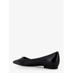 Leather ballerinas with patent leather profile