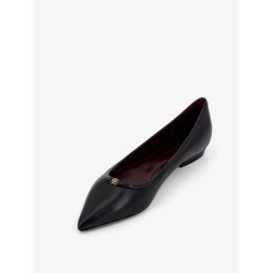 Leather ballerinas with patent leather profile