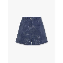 Cotton blend shorts with allover sequins