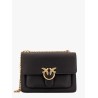 Leather shoulder bag with metal love birds buckle