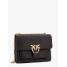 Leather shoulder bag with metal love birds buckle